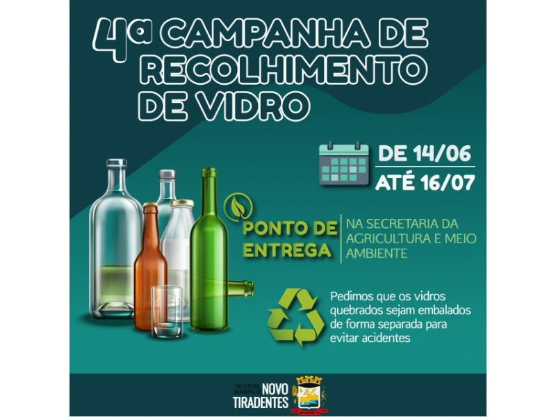 NA PRÓXIMA SEMANA INICIA MAIS UMA EDIÇÃO DA CAMPANHA DE RECOLHIMENTO DE VIDRO  