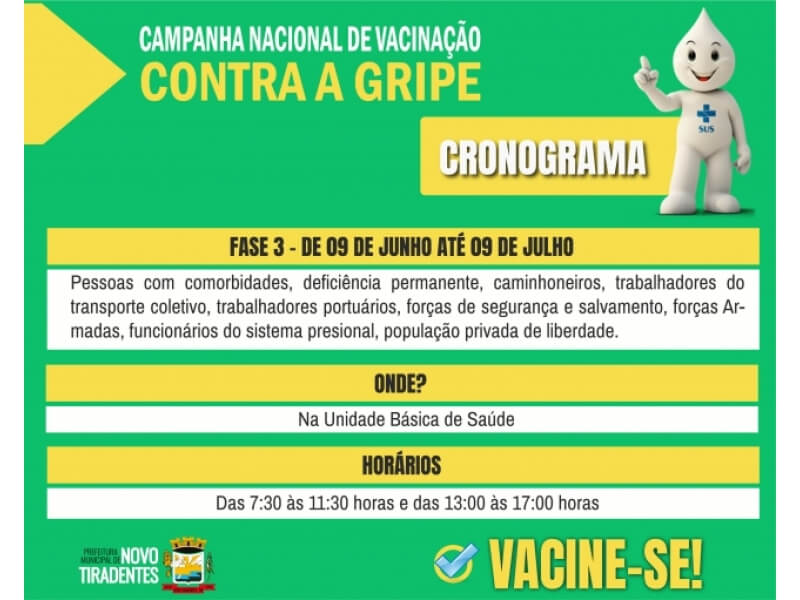 TERCEIRA ETAPA DA VACINAÇÃO CONTRA A INFLUENZA INICIA HOJE  
