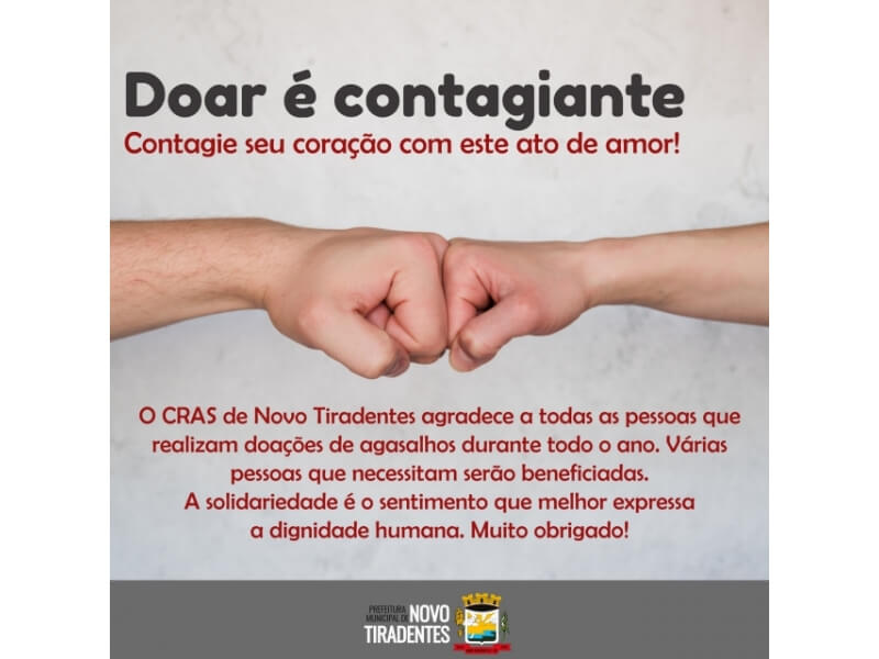 EQUIPE DO CRAS AGRADECE DOAÇÕES DE AGASALHOS