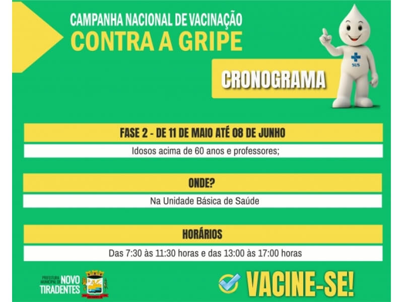 SEGUNDA ETAPA DA VACINAÇÃO CONTRA A INFLUENZA INICIA HOJE, 11 DE MAIO