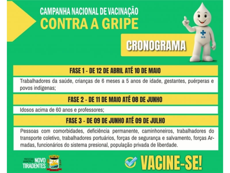 CAMPANHA NACIONAL DE VACINAÇÃO CONTRA A GRIPE TEM INÍCIO NESTA SEGUNDA