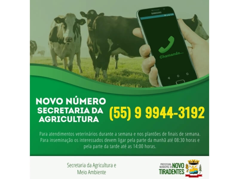 NOVO NÚMERO DA SECRETARIA DA AGRICULTURA