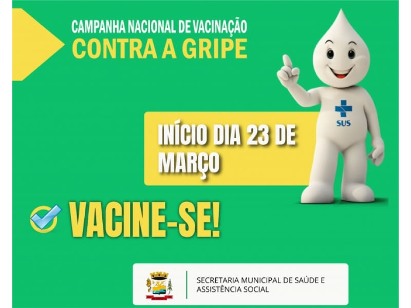 SECRETARIA MUNICIPAL DA SAÚDE REALIZARÁ ROTEIROS DE VACINAÇÃO CONTRA A GRIPE A PARTIR DA PRÓXIMA SEMANA