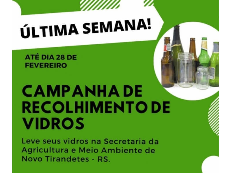 ÚLTIMA SEMANA DA CAMPANHA DE RECOLHIMENTO DE VIDRO NO MUNICÍPIO