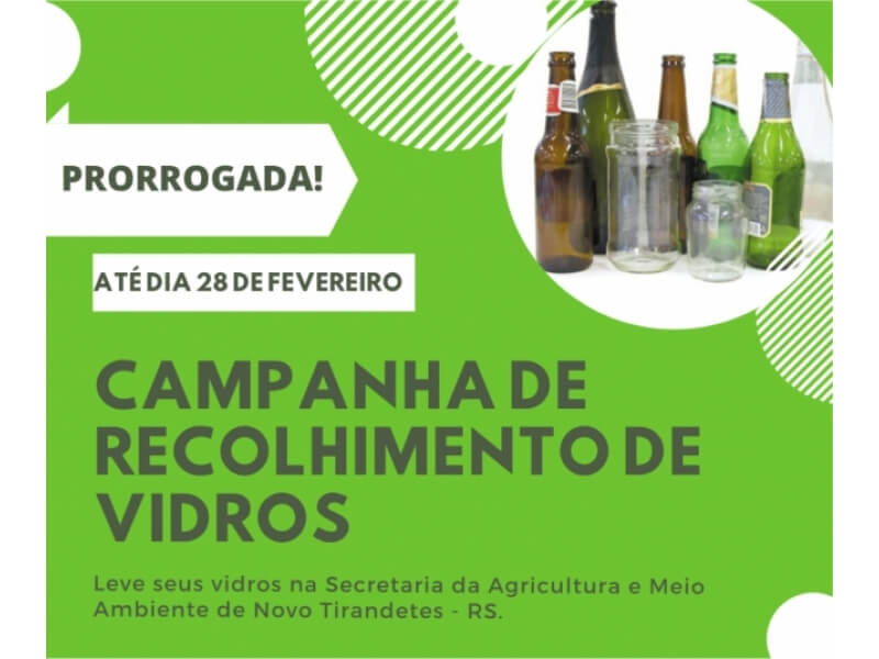 NOVO TIRADENTES PRORROGOU A CAMPANHA DE COLETA DE VIDRO