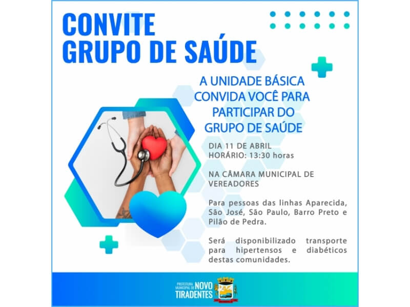 CONVITE GRUPO DE SAÚDE PARA LOCALIDADES DO INTERIOR