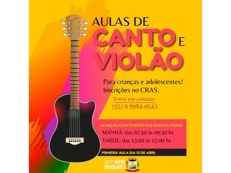 CRAS DE NOVO TIRADENTES DISPONIBILIZA AULAS DE CANTO E VIOLÃO
