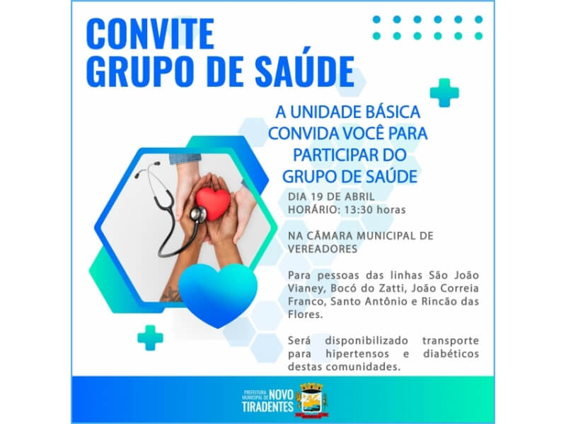 CONVITE GRUPO DE SAÚDE PARA LOCALIDADES DO INTERIOR