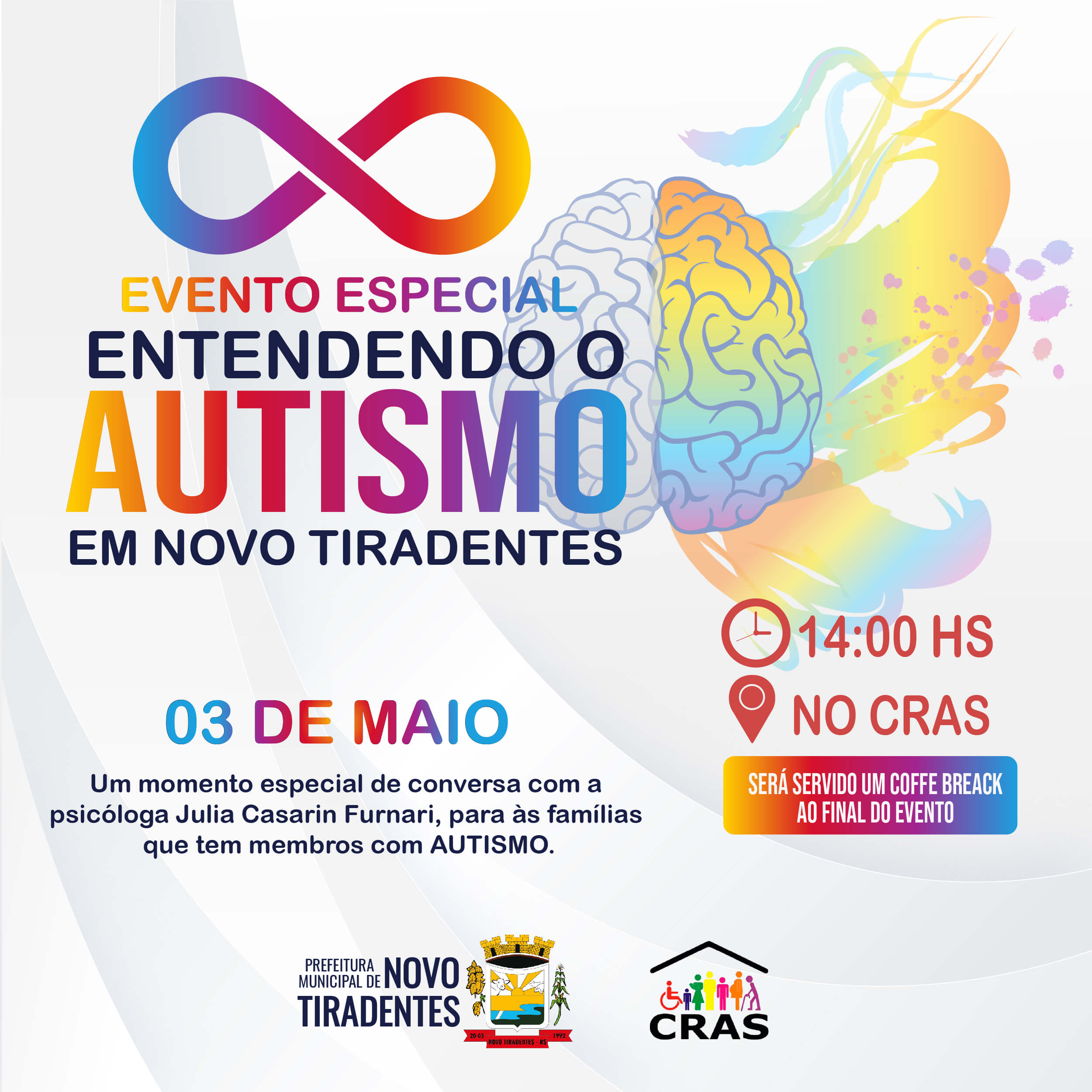 CRAS DE NOVO TIRADENTES PROMOVE O EVENTO “ENTENDENDO O AUTISMO” QUE ACONTECERÁ EM MAIO
