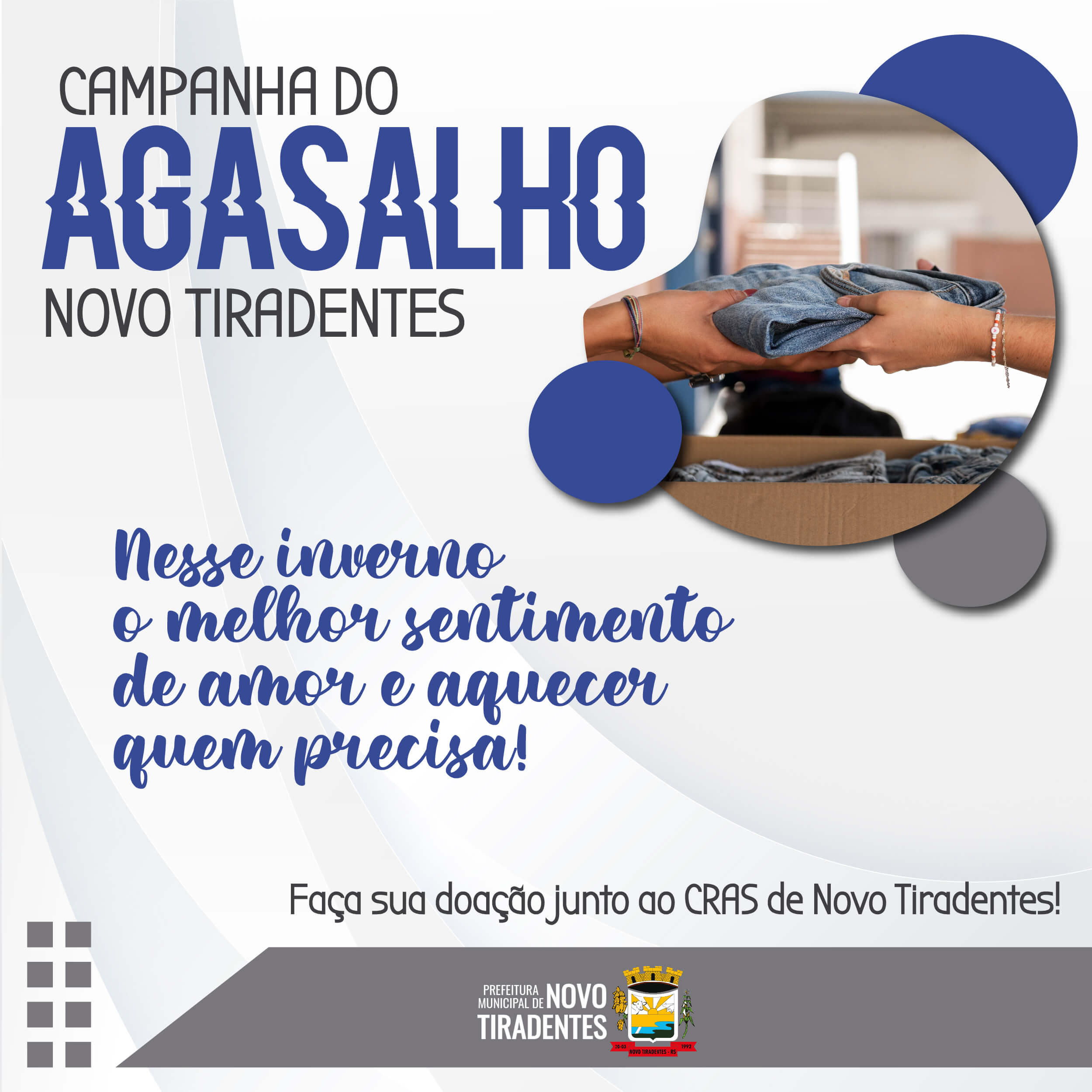 CAMPANHA DO AGASALHO 2023: DOAÇÕES PODEM SER REALIZADAS JUNTO AO CRAS