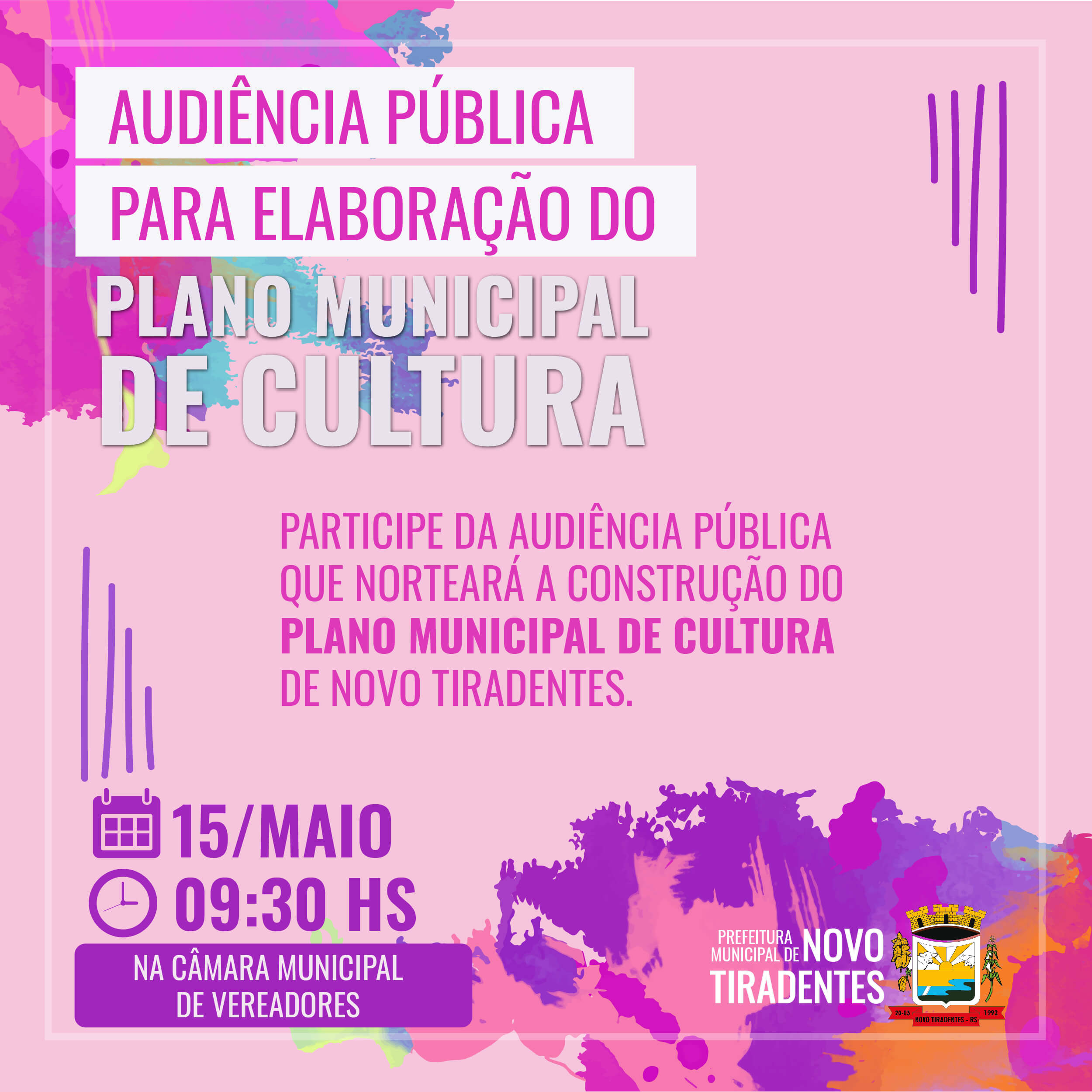 PARTICIPE DA AUDIÊNCIA PÚBLICA DA CULTURA DE NOVO TIRADENTES