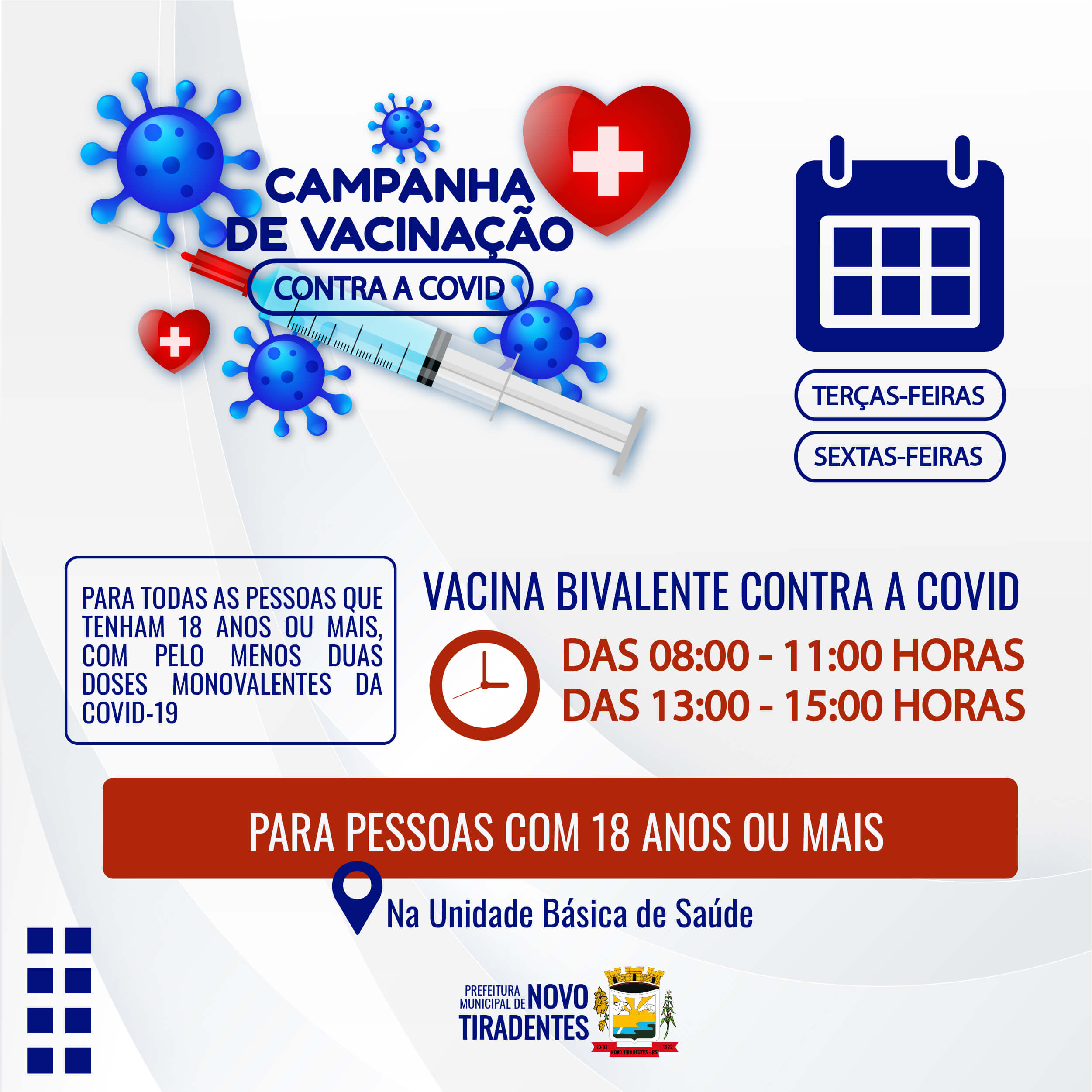 VACINA BIVALENTE CONTRA COVID PODERÁ SER REALIZADA TAMBÉM NAS TERÇAS-FEIRAS