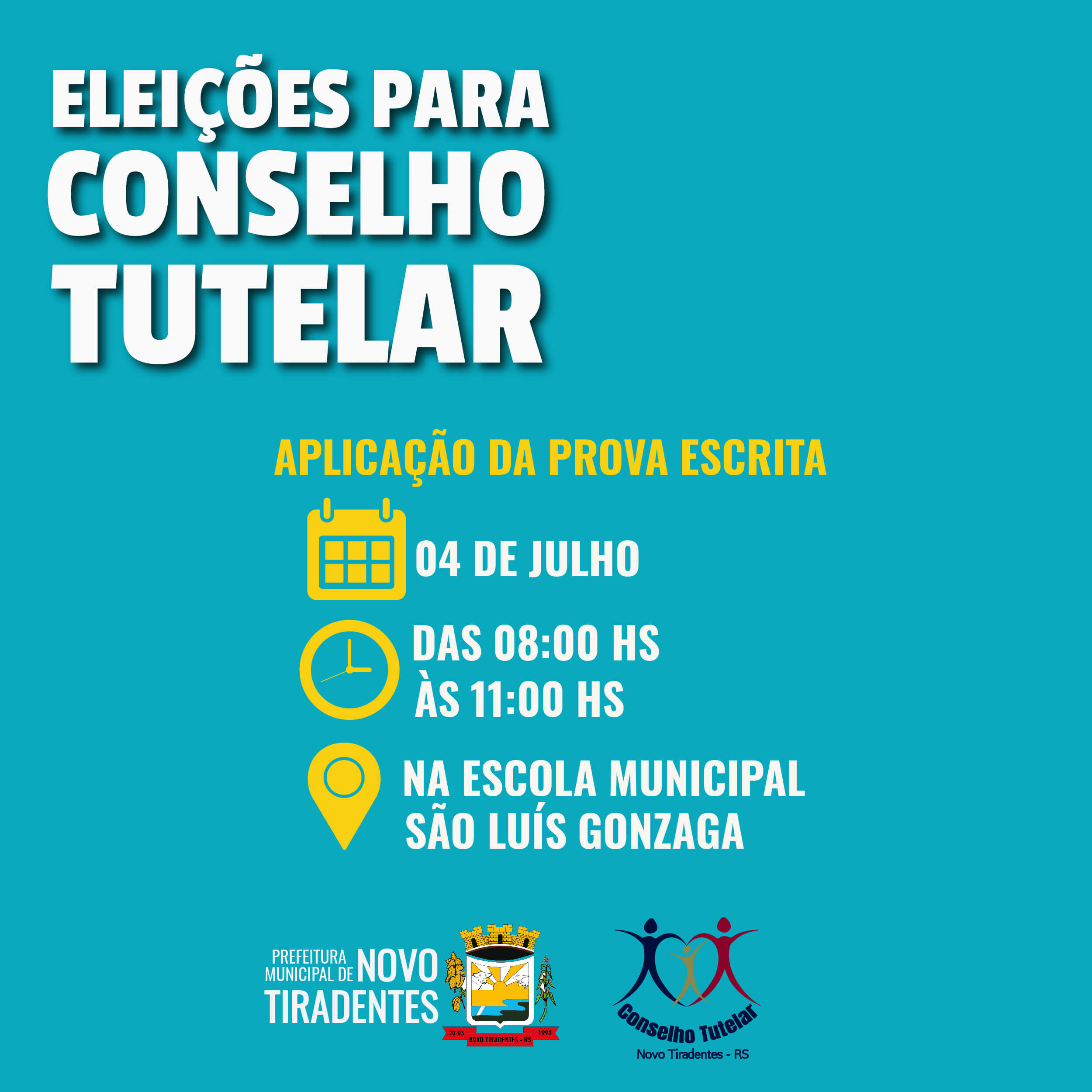 APLICAÇÃO DA PROVA OBJETIVA DOS INSCRITOS PARA O CONSELHO TUTELAR ACONTECERÁ NO DIA 04 DE JULHO