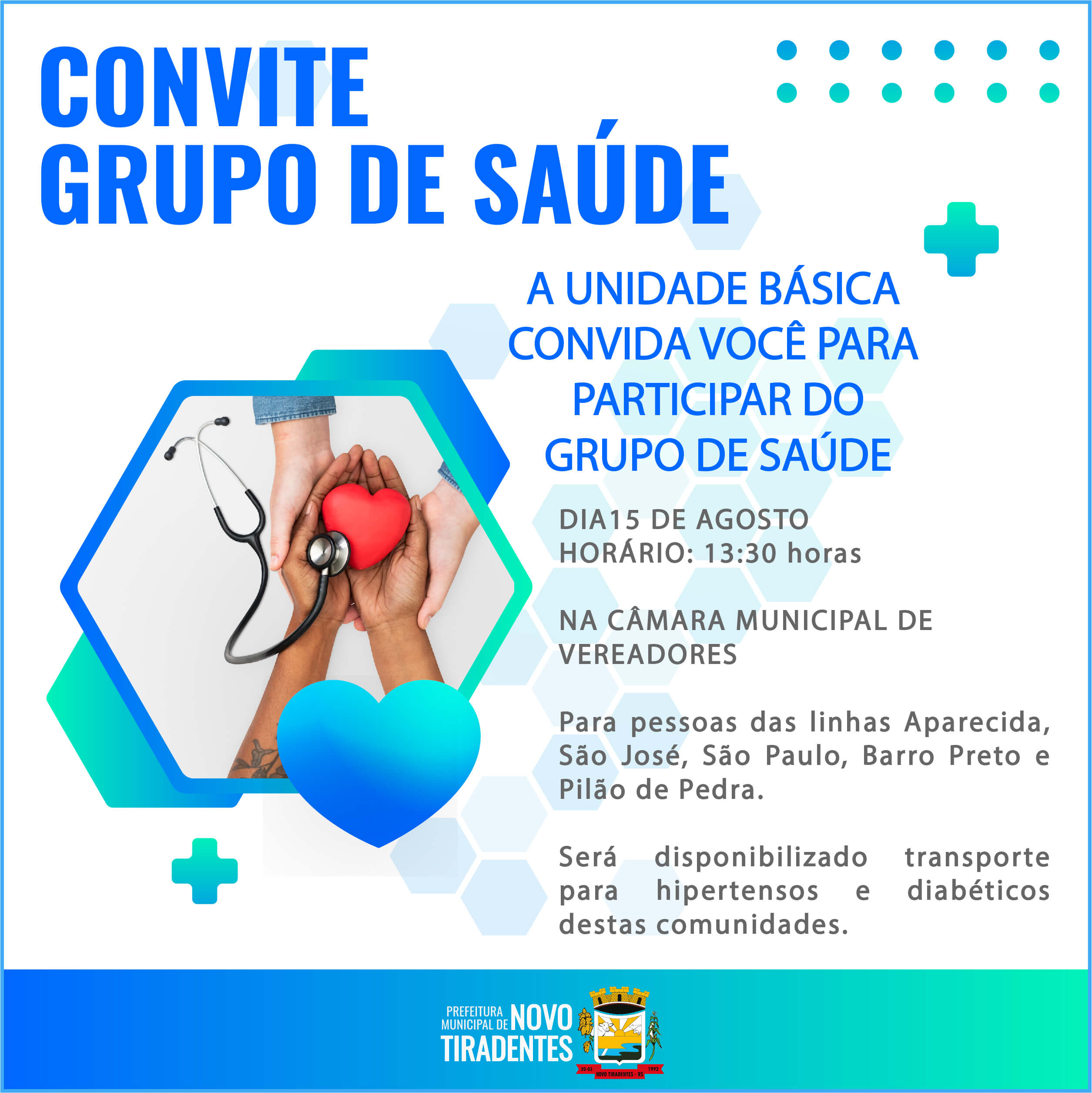 PREFEITURA PROMOVE GRUPOS DE SAÚDE PARA HIPERTENSOS E DIABÉTICOS EM AGOSTO
