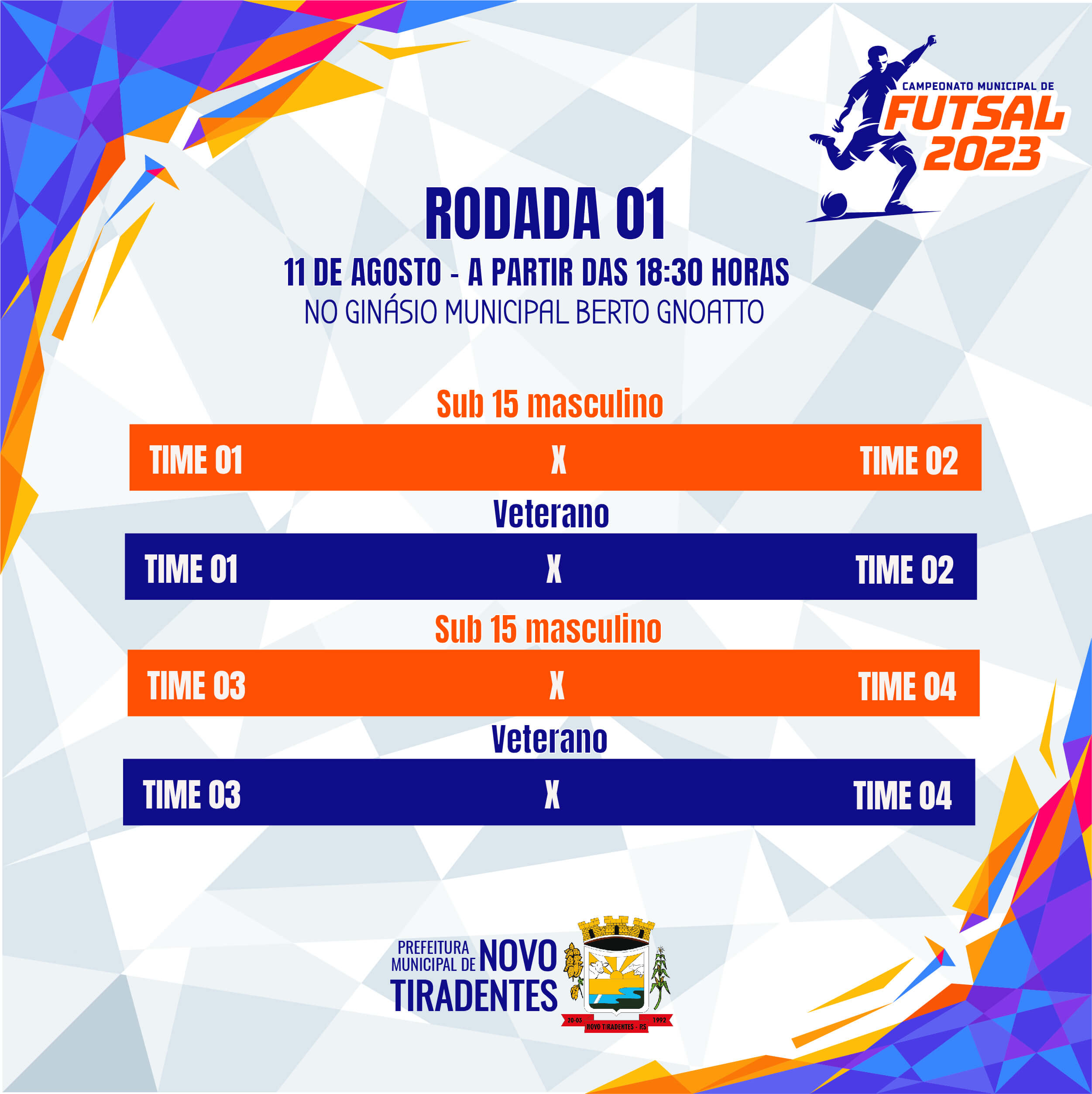 CAMPEONATO MUNICIPAL DE FUTSAL DE NOVO TIRADENTES INICIARÁ NO DIA 11 DE AGOSTO