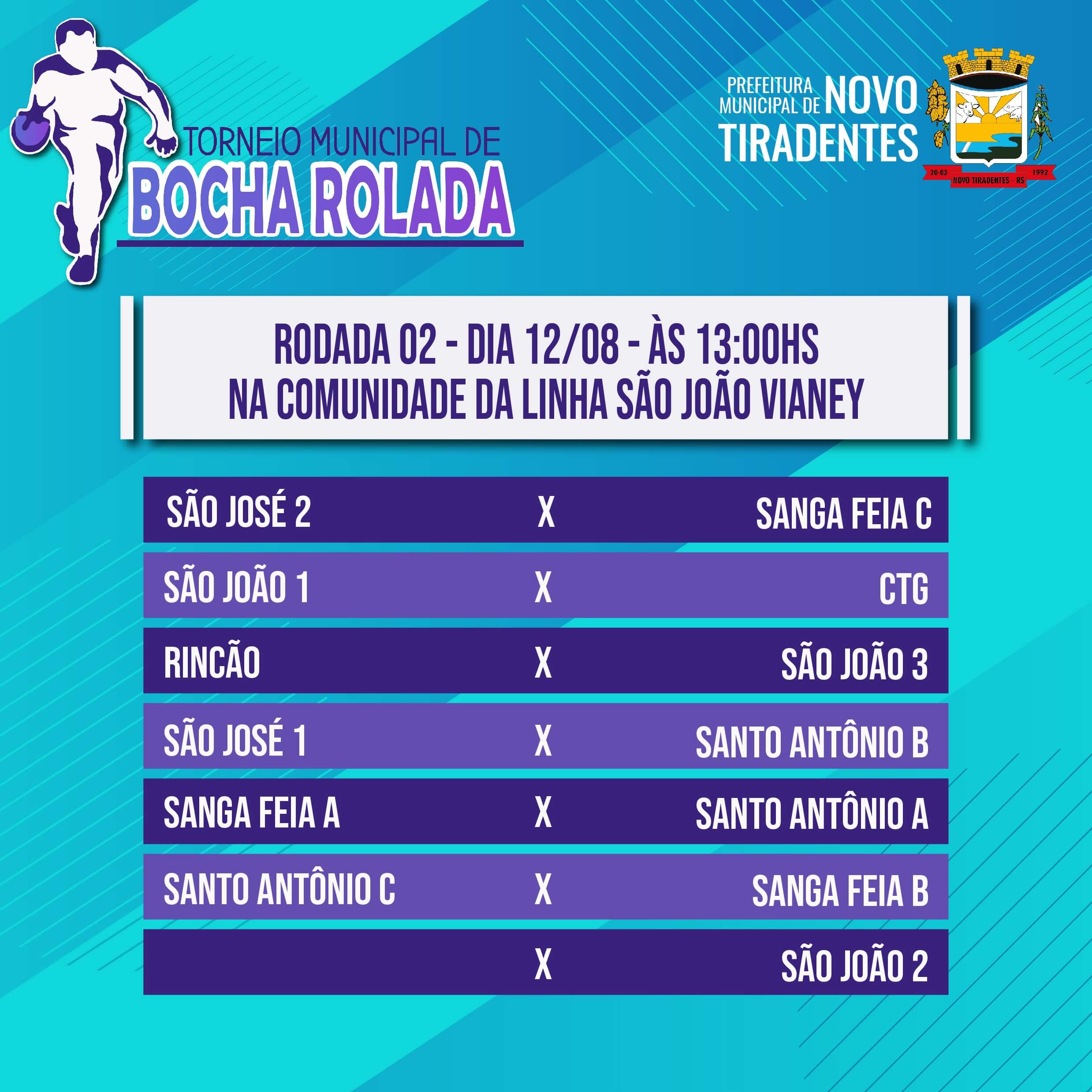 PRÓXIMA RODADA DO TORNEIO DE BOCHA ROLADA ACONTECERÁ NESTE SÁBADO, 12 DE AGOSTO