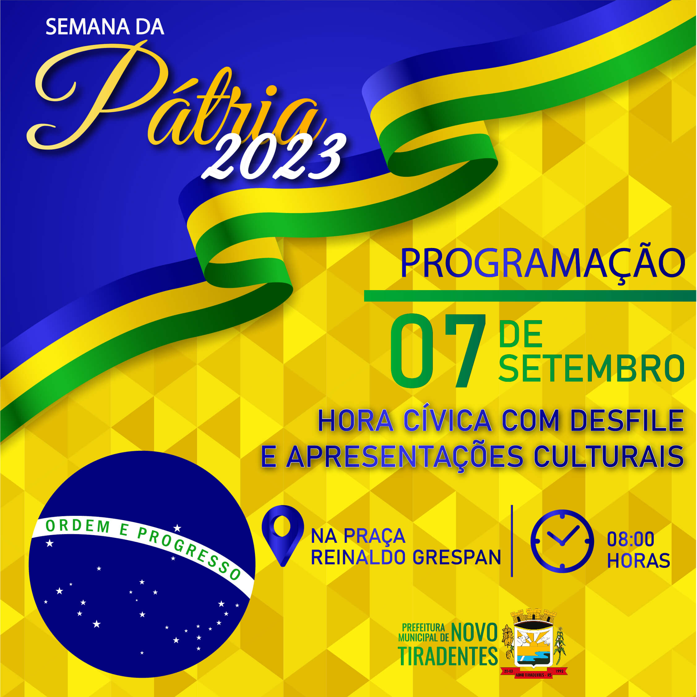 NOVO TIRADENTES IRÁ REALIZAR ATO CÍVICO EM COMEMORAÇÃO À INDEPENDÊNCIA DO BRASIL NO DIA 07 DE SETEMBRO