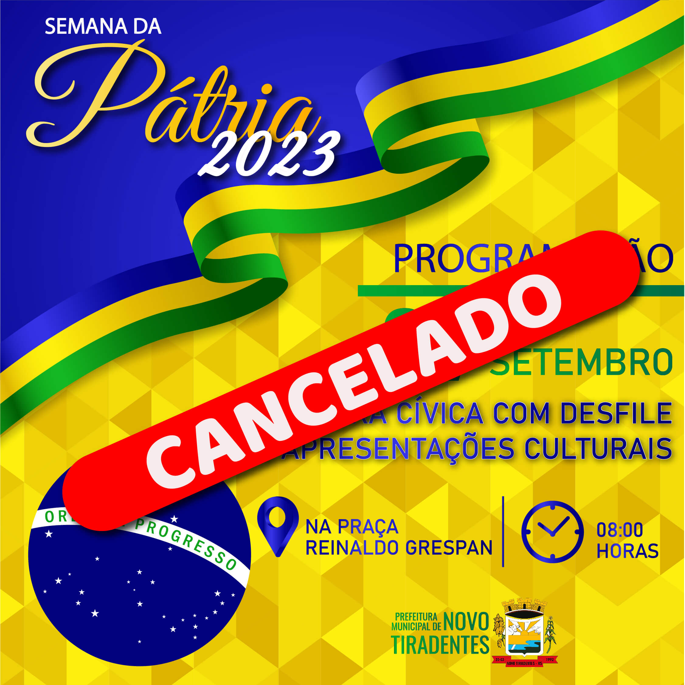 DESFILE CÍVICO DE 07 DE SETEMBRO É CANCELADO EM NOVO TIRADENTES