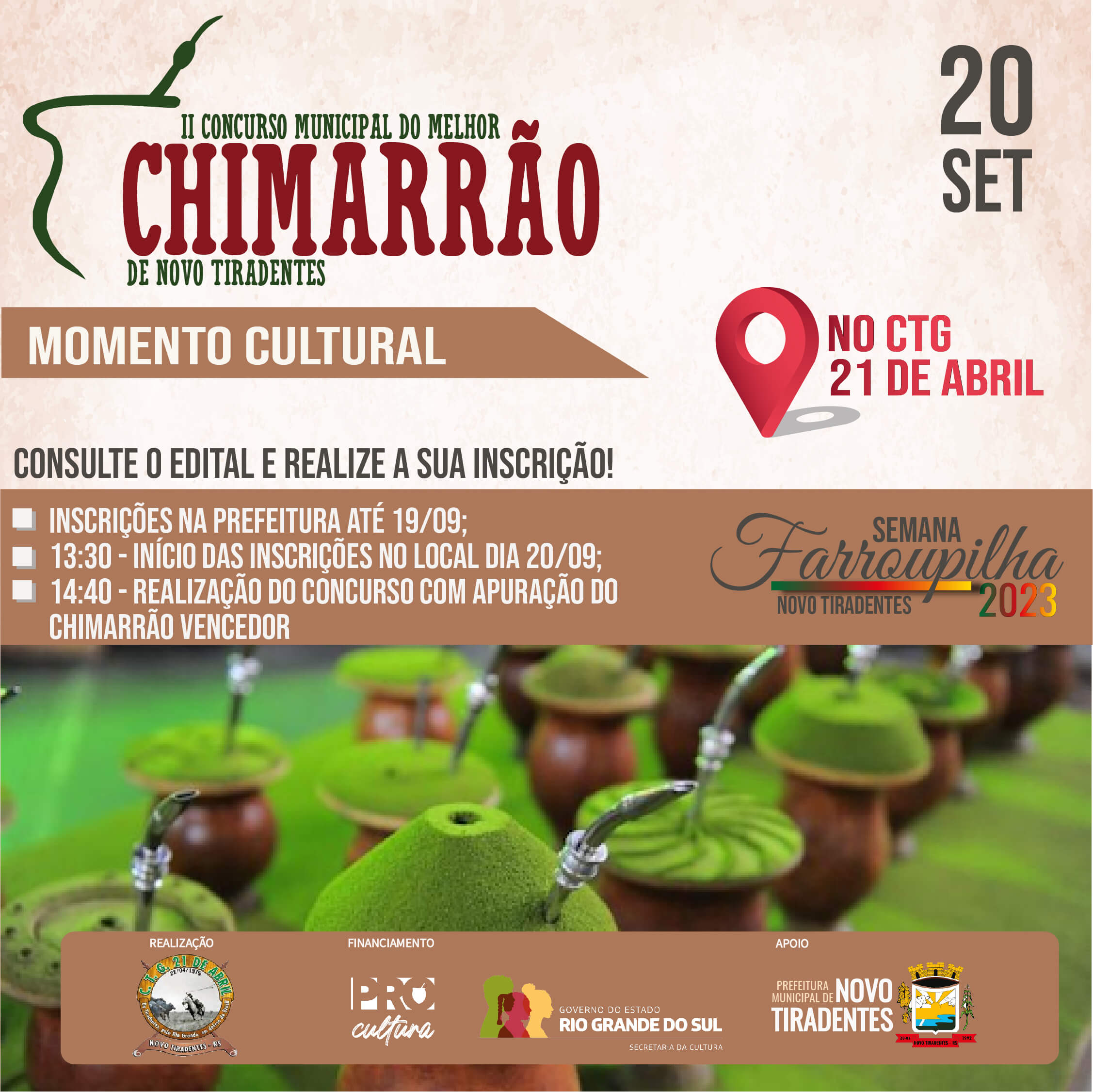 VEM AÍ O II CONCURSO MUNICIPAL DE MELHOR CHIMARRÃO DE NOVO TIRADENTES