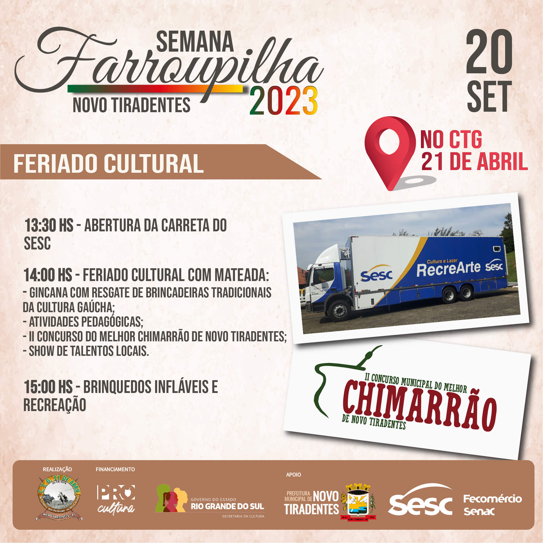 SEMANA FARROUPILHA: HOJE É DIA DE FERIADO CULTURAL!!!