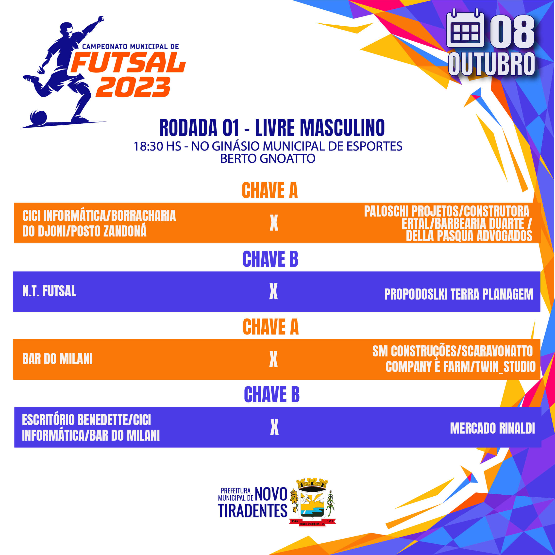 CAMPEONATO MUNICIPAL DE FUTSAL TERÁ ESTREIA DA CATEGORIA LIVRE MASCULINO NESTE DOMINGO