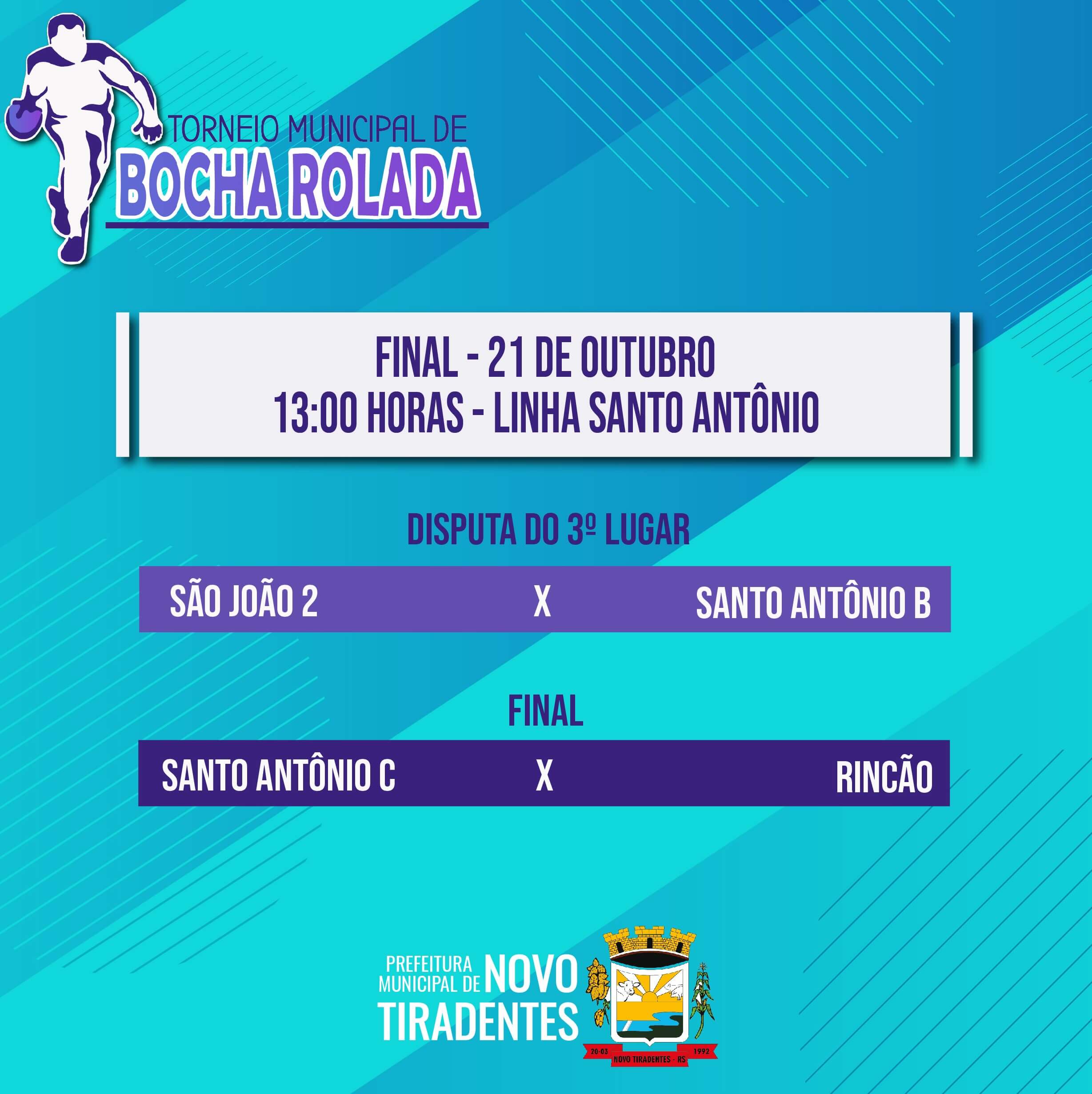 DIA 21 DE OUTUBRO ACONTECERÁ A FINAL DO TORNEIO MUNICIPAL DE BOCHA ROLADAs