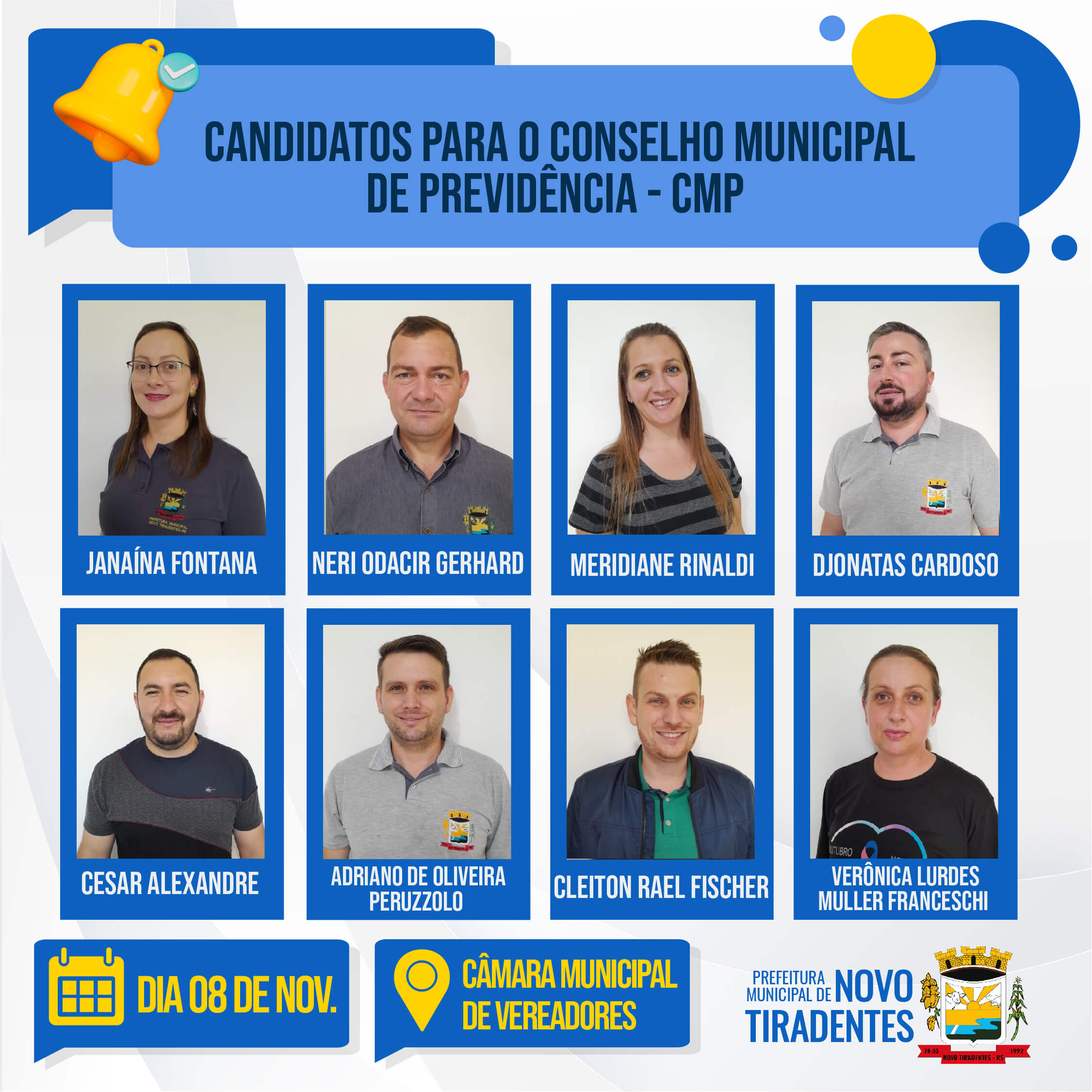 CONFIRA OS CANDIDATOS PARA O CONSELHO MUNICIPAL DE PREVIDÊNCIA – CMP - DE NOVO TIRADENTES