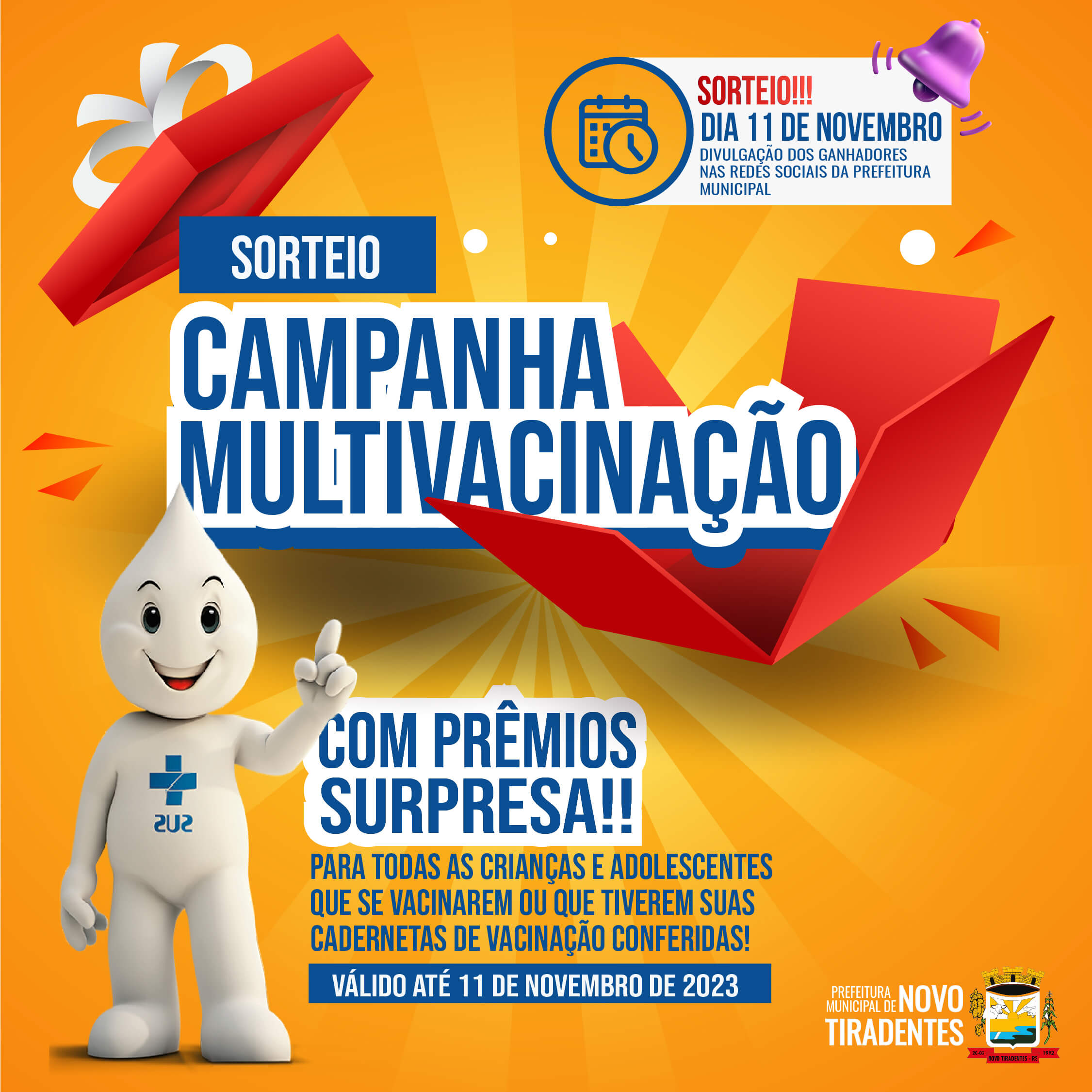 CAMPANHA DE MULTIVACINAÇÃO TERÁ SORTEIO PARA CRIANÇAS E ADOLESCENTES PARTICIPANTES