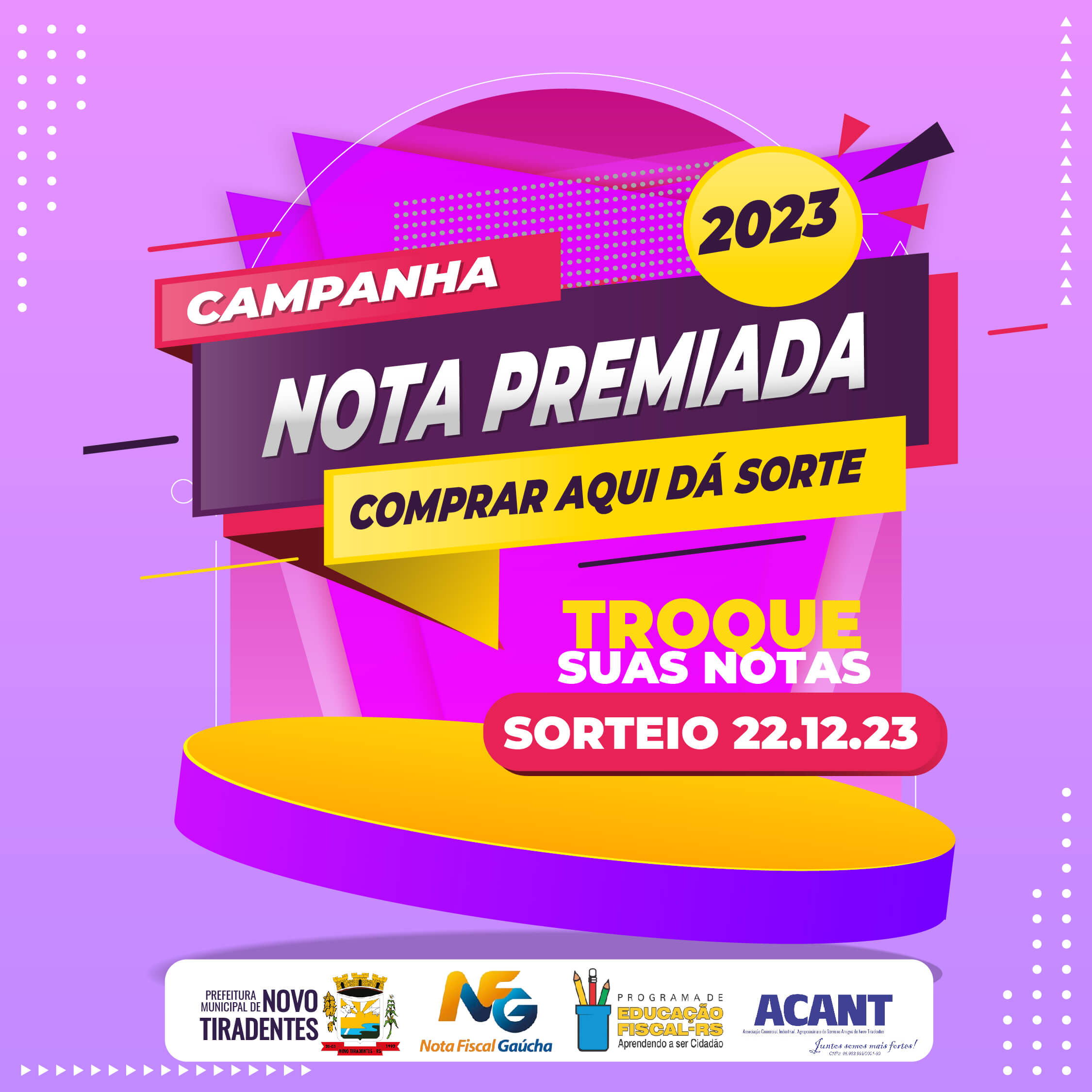 SEGUNDO SORTEIO DA CAMPANHA NOTA PREMIADA “COMPRAR AQUI DÁ SORTE” ACONTECERÁ EM DEZEMBRO