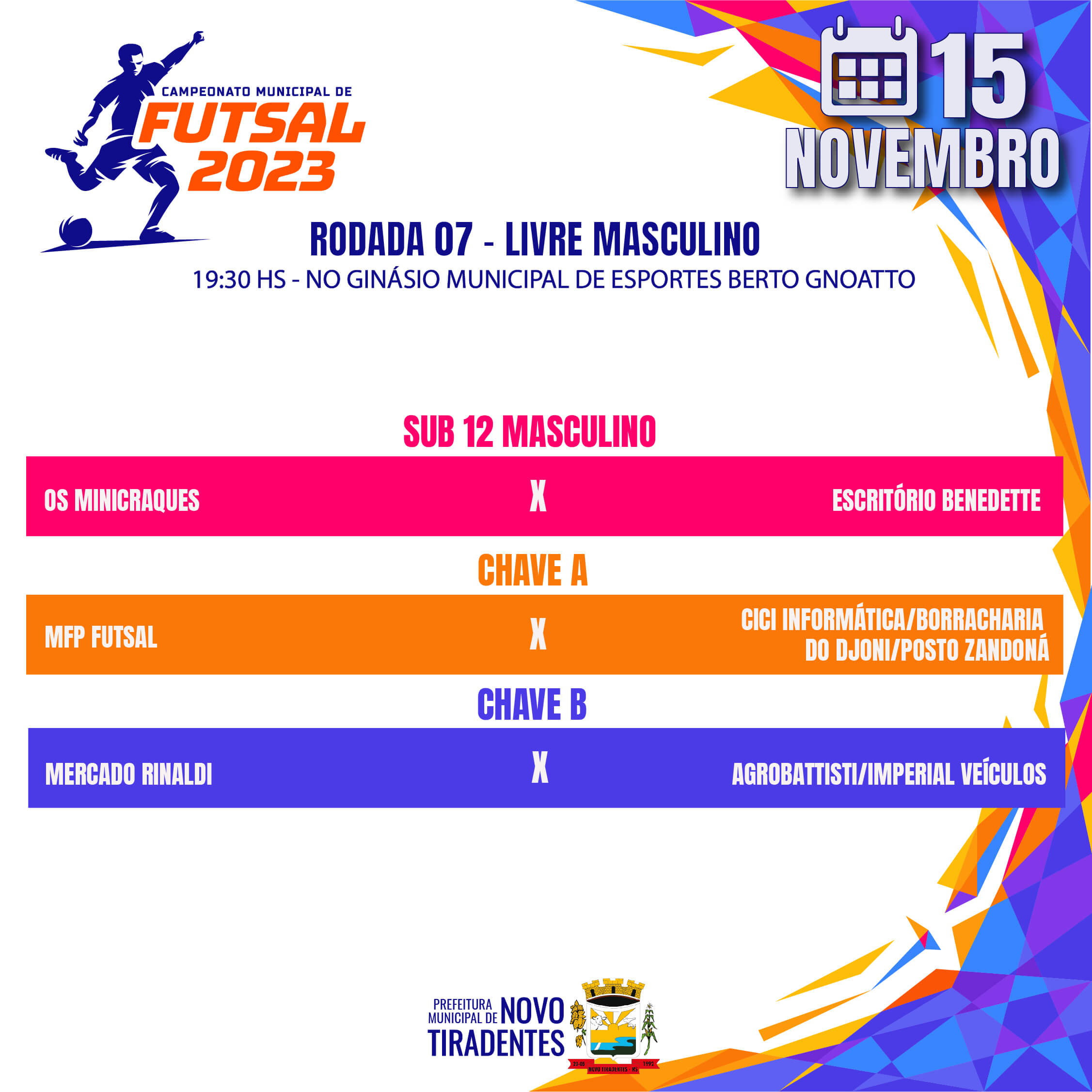 CONFIRA AS PRÓXIMAS RODADAS DO CAMPEONATO MUNICIPAL DE FUTSAL
