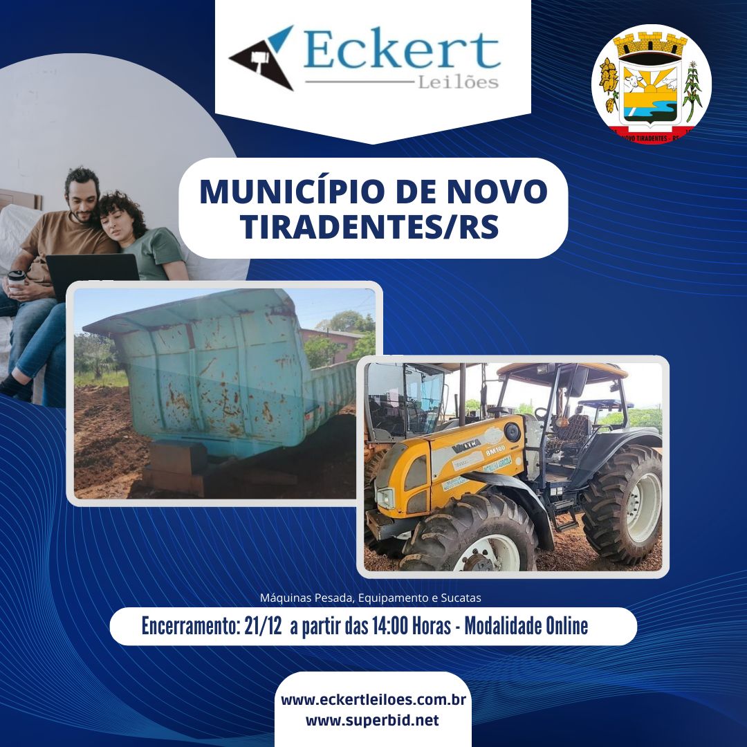 PREFEITURA DE NOVO TIRADENTES REALIZARÁ LEILÃO DE BENS NESTE MÊS DE DEZEMBRO