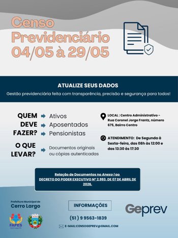 Censo Previdenci&aacute;rio 2026 -&nbsp;Aten&ccedil;&atilde;o servidores!