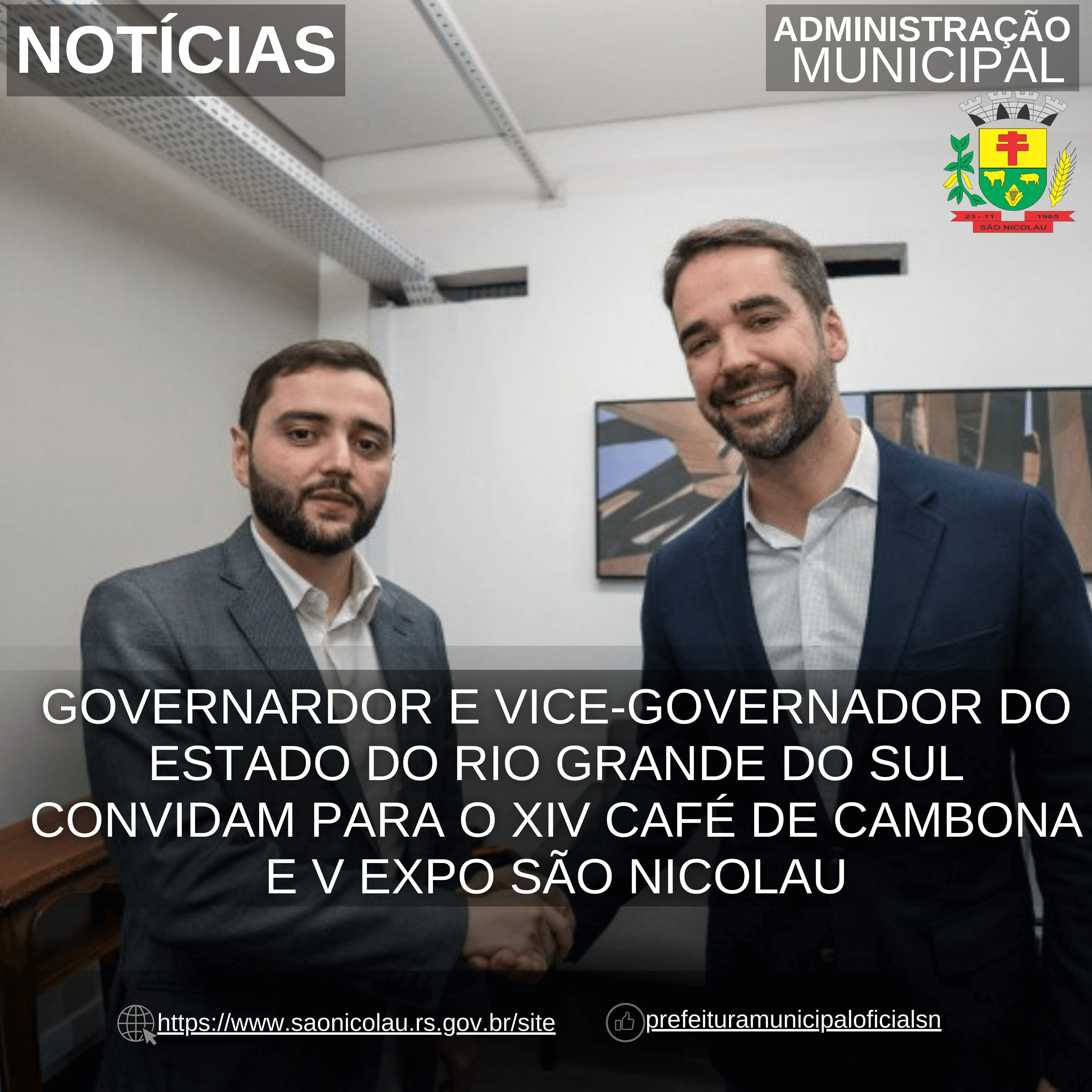 <p>Vice-governador do Estado, Gabriel Souza, convida a popula&ccedil;&atilde;o ga&uacute;cha para o XIV Caf&eacute; de Cambona e V Expo S&atilde;o Nicolau.</p>