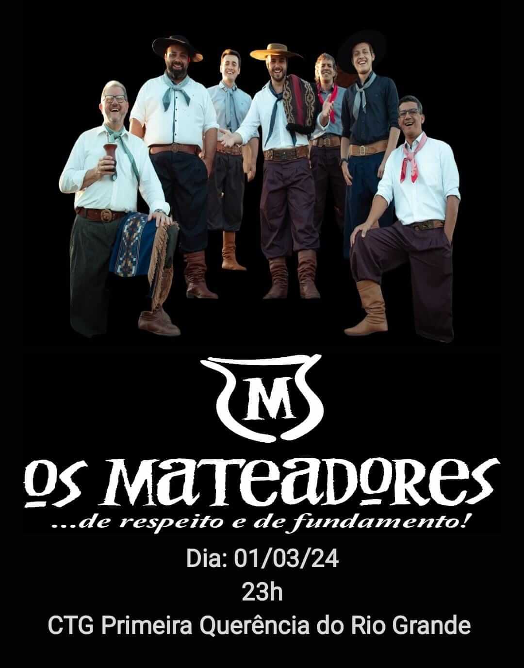 CTG PRIMEIRA QUERÊNCIA DO RIO GRANDE PROMOVERÁ BAILE COM OS MATEADORES NESTA SEXTA-FEIRA (01)