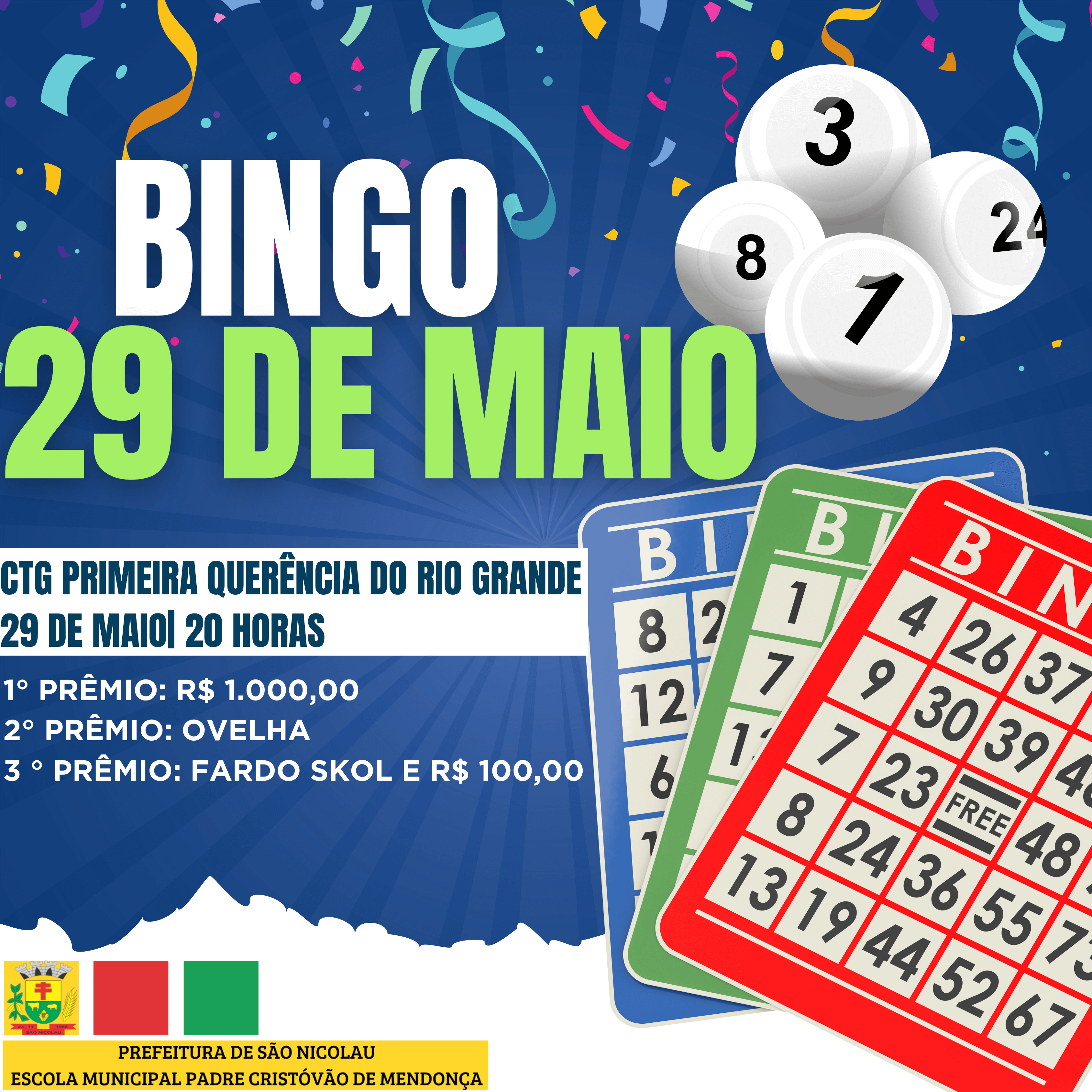 <p>BINGO DA ESCOLA CRIST&Oacute;V&Atilde;O DE MENDON&Ccedil;A</p>