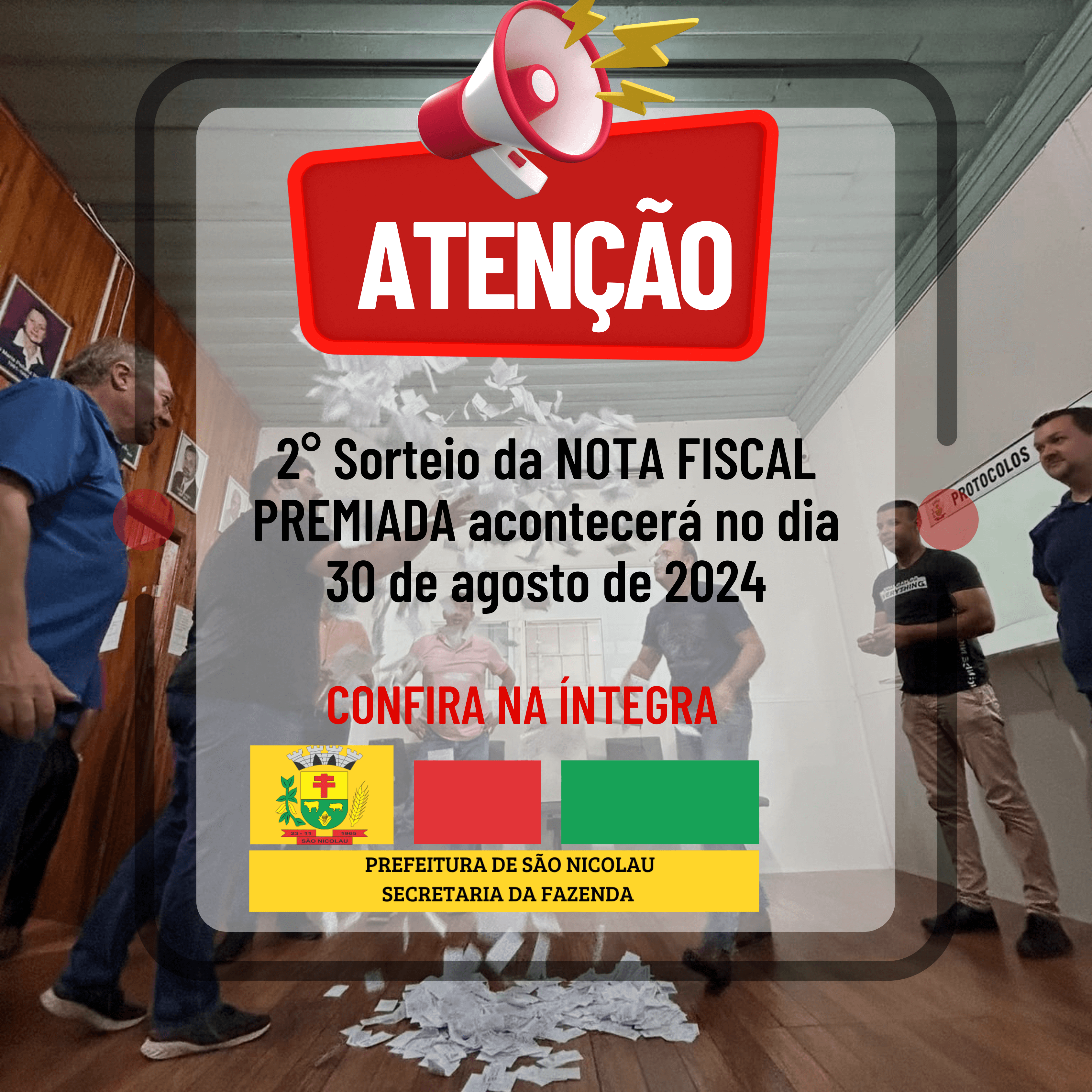 <p>SEGUNDO SORTEIO DA NOTA FISCAL PREMIADA 2024 ACONTECER&Aacute; EM AGOSTO</p>