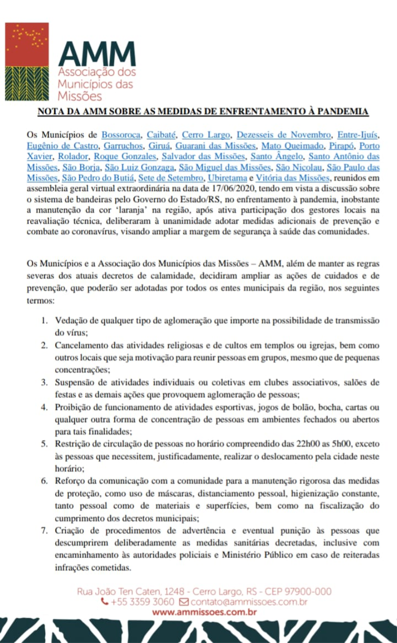 NOTA DA AMM SOBRE AS MEDIDAS DE ENFRENTAMENTO À PANDEMIA