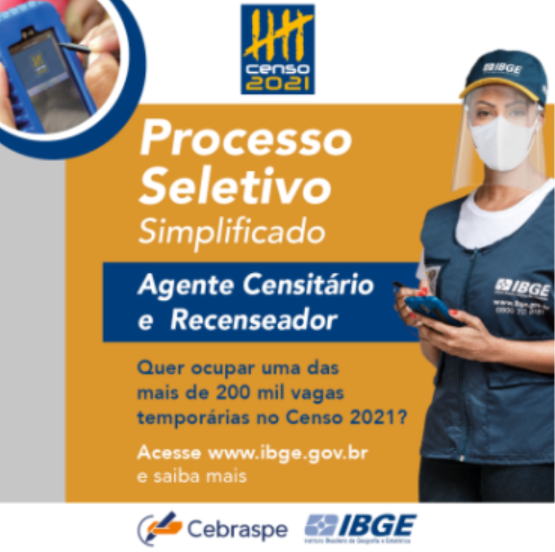 PROCESSO SELETIVO SIMPLIFICADO  AGENTE CENSITPARIO  E RECENSEADOR 