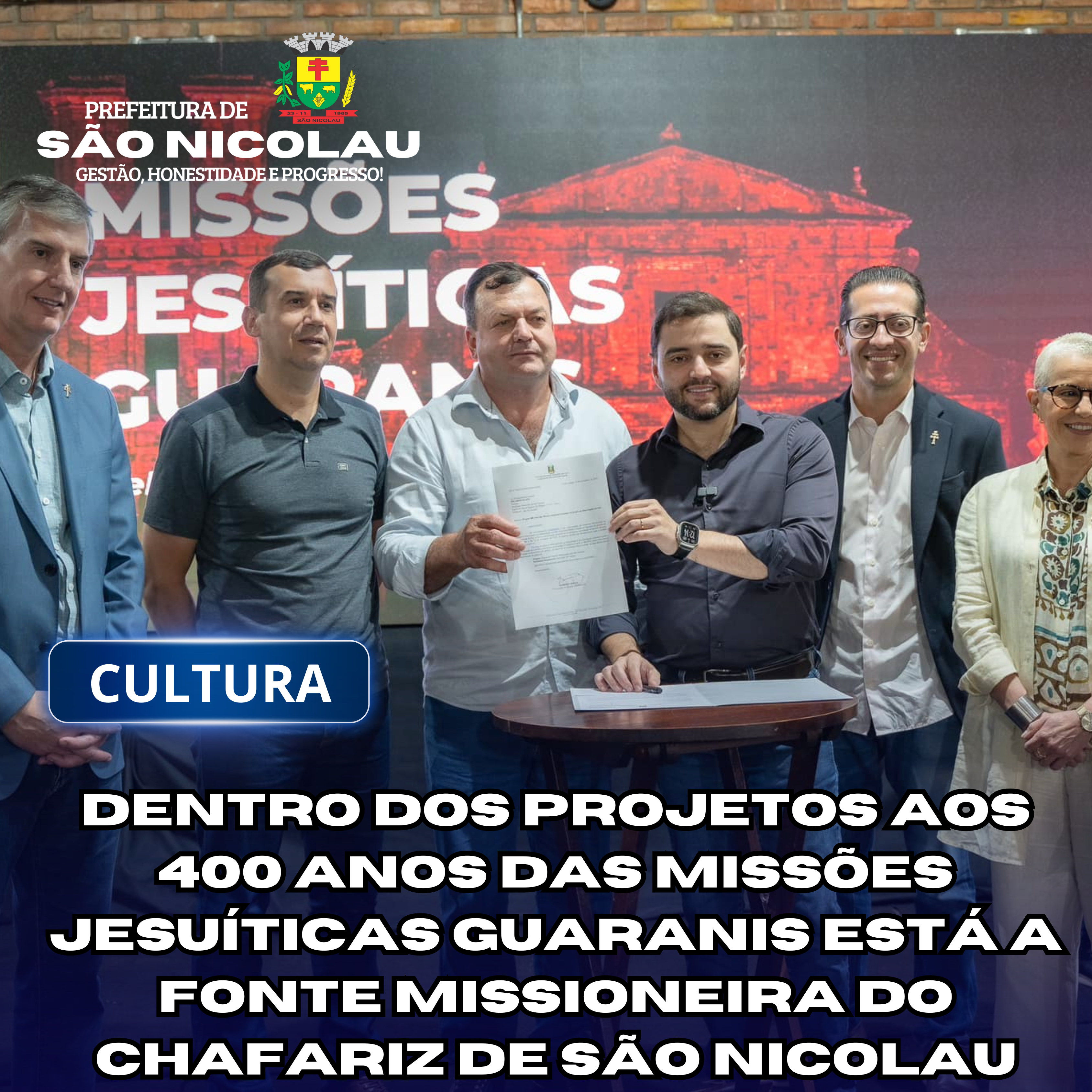 <p>DENTRO DOS PROJETOS AOS 400 ANOS DAS MISS&Otilde;ES JESU&Iacute;TICAS GUARANIS EST&Aacute; A FONTE MISSIONEIRA DO CHAFARIZ DE S&Atilde;O NICOLAU</p>