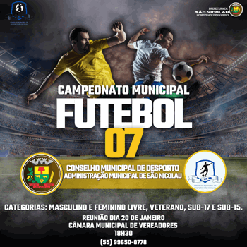 <p>S&Atilde;O NICOLAU PROMOVER&Aacute; CAMPEONATO MUNICIPAL DE FUTEBOL 07</p>