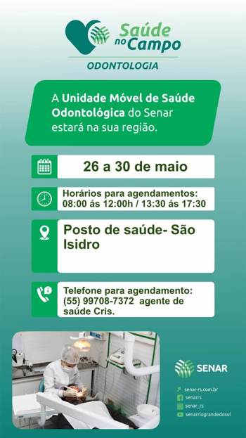 <p>Unidade M&oacute;vel Odontol&oacute;gica chega a S&atilde;o Nicolau com o programa "Sa&uacute;de no Campo"</p>