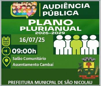 <p>Participe da Constru&ccedil;&atilde;o do Futuro de S&atilde;o Nicolau: Audi&ecirc;ncia P&uacute;blica do Plano Plurianual acontece no Assentamento Nova Cambai</p>