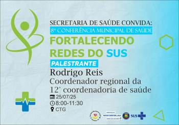 <p>S&atilde;o Nicolau realiza a 8&ordf; Confer&ecirc;ncia Municipal de Sa&uacute;de nesta sexta-feira, dia 25</p>