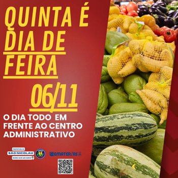 <p>Feira da Agricultura Familiar &eacute; antecipada para quinta-feira em S&atilde;o Nicolau devido &agrave; instabilidade do tempo</p>
