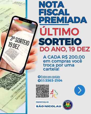 <p>S&atilde;o Nicolau realiza &uacute;ltimo sorteio da Nota Fiscal Premiada 2025 com pr&ecirc;mios para consumidores e entidades</p>