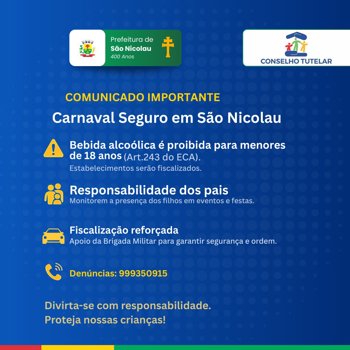 <p>🚨 Carnaval Seguro em S&atilde;o Nicolau</p>