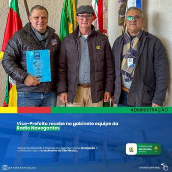 <strong>📢 O Vice-Prefeito recebeu no gabinete a equipe da R&aacute;dio Navegantes</strong>