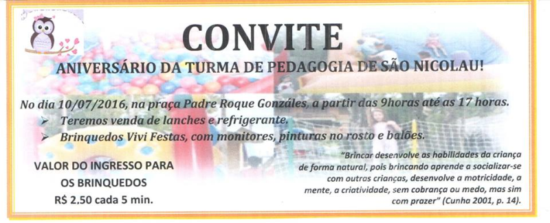 Aniversário da Turma de Pedagogia de São Nicolau
