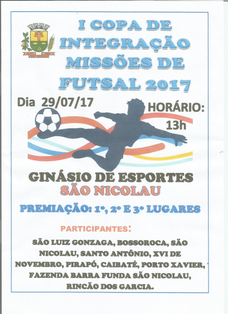 I Copa de Integração Missões de Futsal 2017