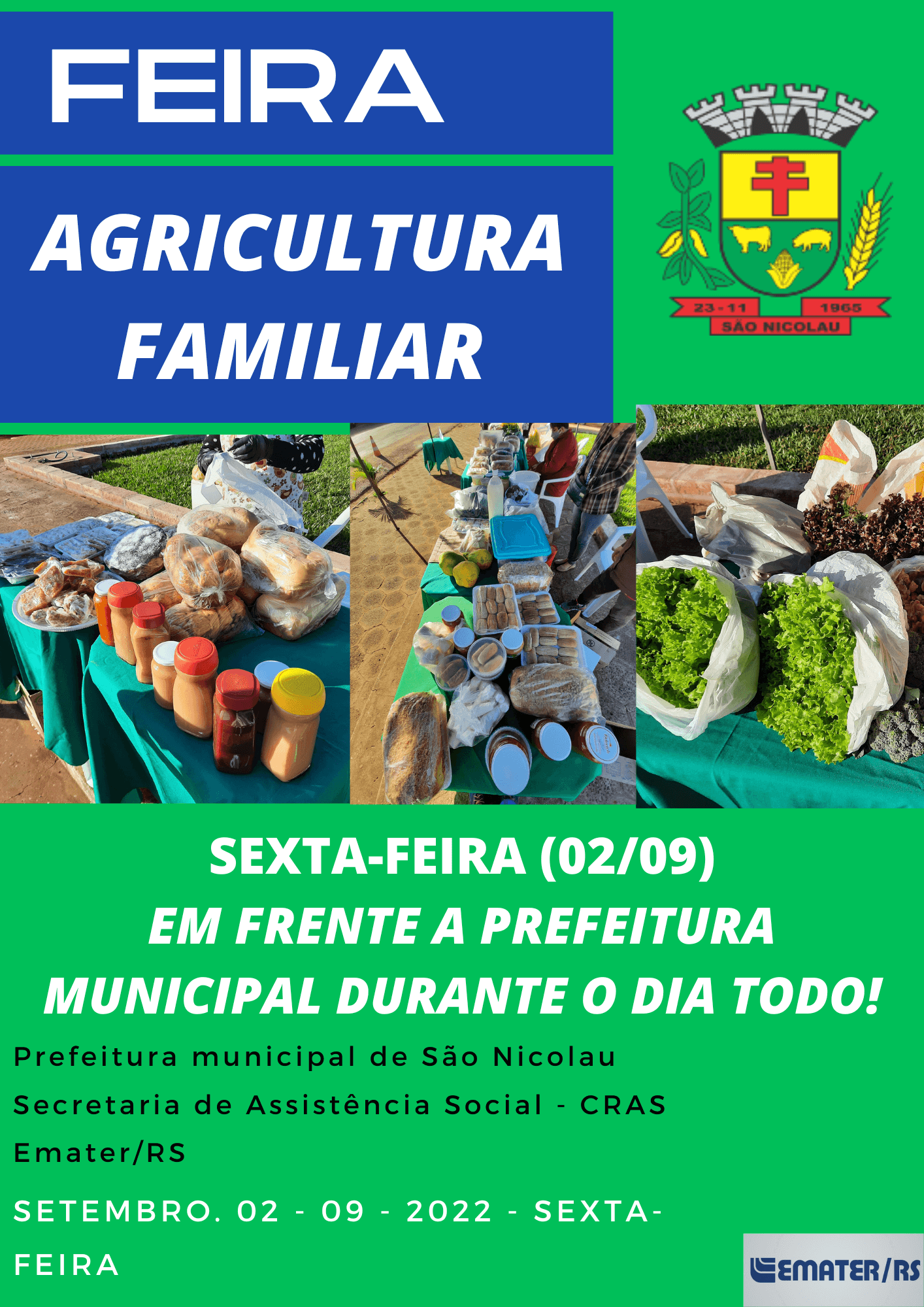 FEIRA DA AGRICULTURA FAMILIAR NESTA SEXTA-FEIRA (02/09).